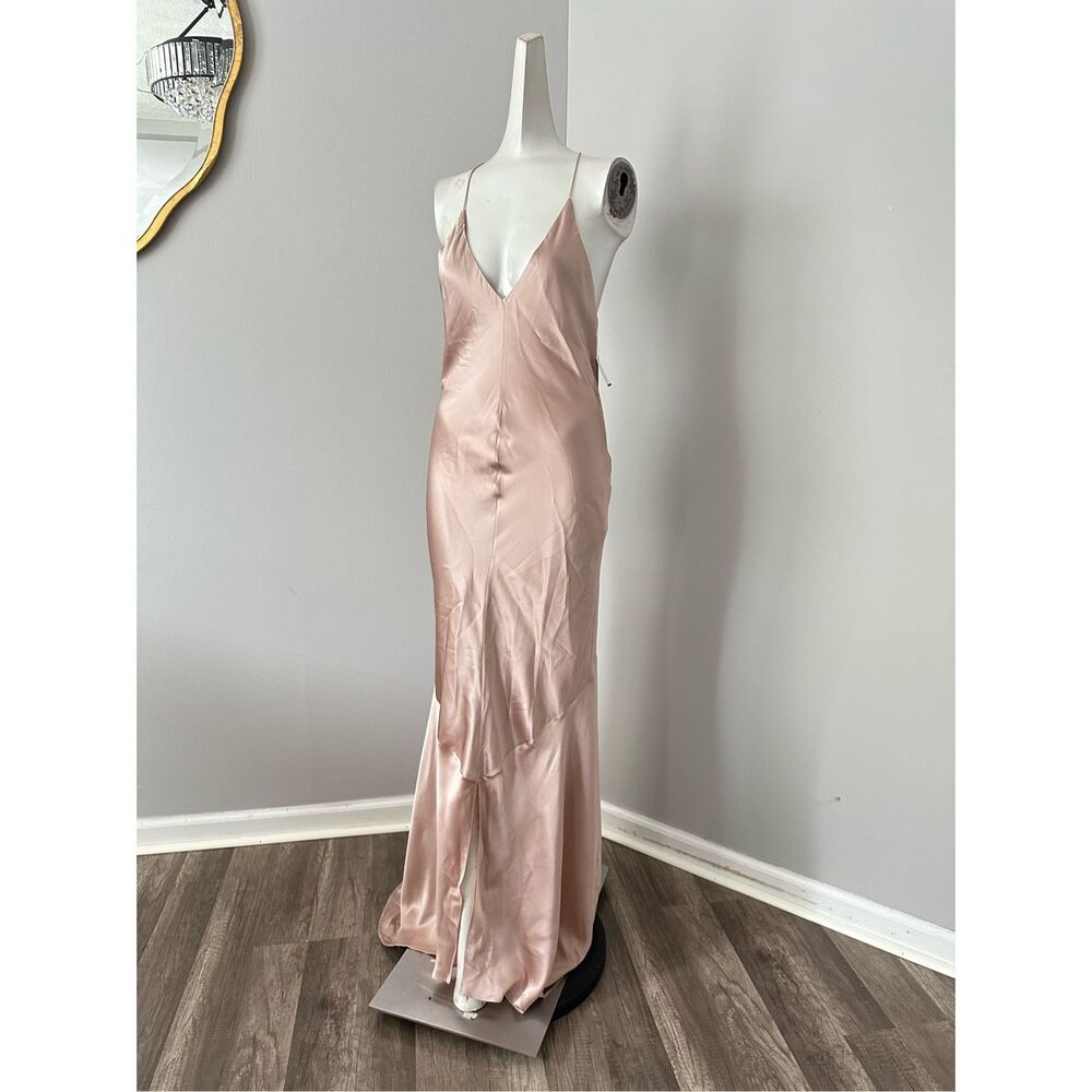 NWT MICHAEL LO SORDO Silk-satin gown PINK UK 14 / US 10 $740 - Picture 8 of 14